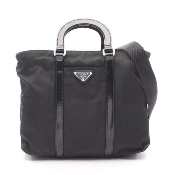 Prada handbag, nylon and leather, women's, black - Picture 1 of 10